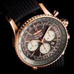 Breitling Navitimer Rattrapante Gold Case Rubber Strap Replica Watches